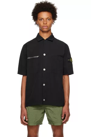 Stone Island Men Shirts - Black Zip Pocket Shirt