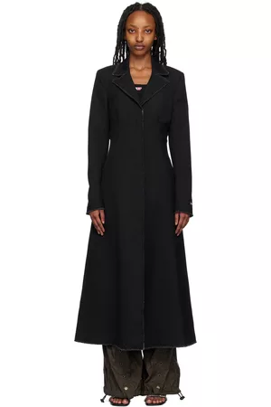 Diesel Women Coats - Black G-Edda-Fringes Coat