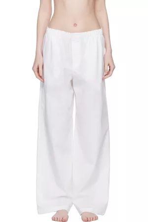 SKIMS Women Pyjamas - White Poplin Sleep Cotton Pyjama Pants