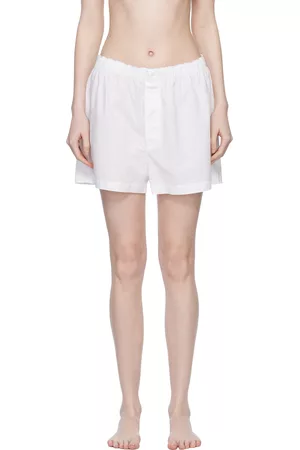 SKIMS Women Pyjamas - White Poplin Sleep Cotton Pyjama Shorts