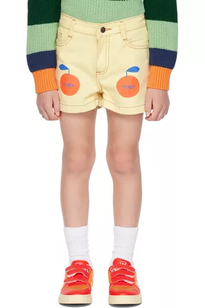 Tiny Cottons Shorts - Kids Yellow Tiny Apple Denim Shorts