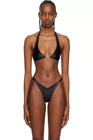 GCDS Women Bikini Tops - Black Clip Bikini Top