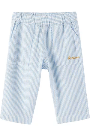 BONTON Pants - Baby Blue Striped Trousers