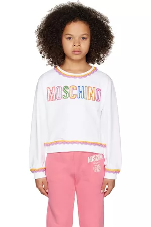 Moschino Sweatshirts - Kids White Embroidered Sweatshirt