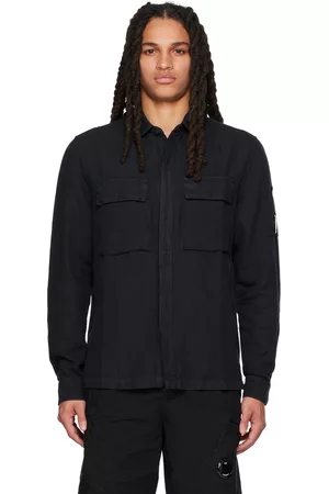 C.P. Company Men Shirts - Black Garment-Dyed Shirt
