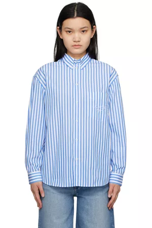 Sporty & Rich Women Shirts - Navy & White Striped Shirt