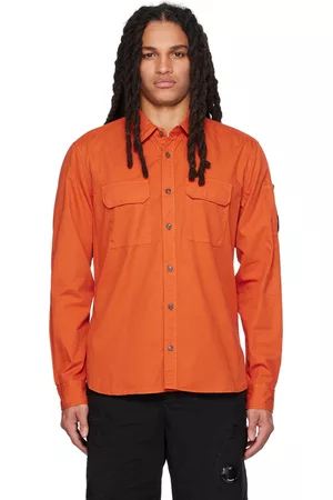 C.P. Company Men Shirts - Orange Garment-Dyed Shirt