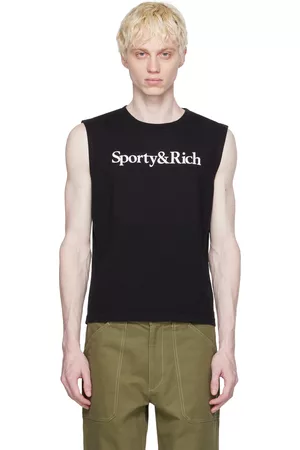 Sporty & Rich Men Tank Tops - Black Serif Tank Top
