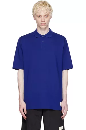Y-3 Men Polo Shirts - Blue Two-Button Placket Polo