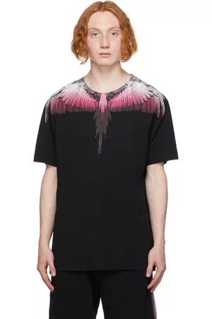 MARCELO BURLON Men Short Sleeve - Black & Pink Wings T-Shirt