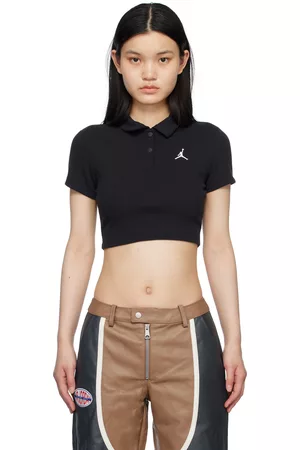 Nike Women Polo Shirts - Black Cropped Polo