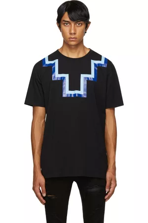 MARCELO BURLON Men Short Sleeve - Black & Blue Cross T-Shirt