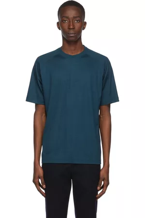 Ermenegildo Zegna Men Short Sleeve - Blue Wool T-Shirt