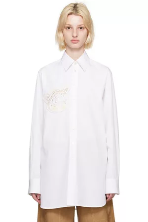 Stella McCartney Women Shirts - White Crochet Patch Shirt
