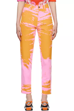 AGR Women Jeans - Pink & Orange Printed Jeans