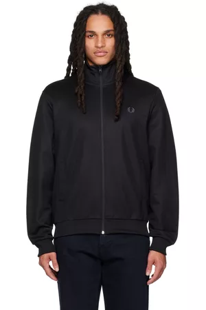Fred Perry Men Jackets - Black Embroidered Track Jacket