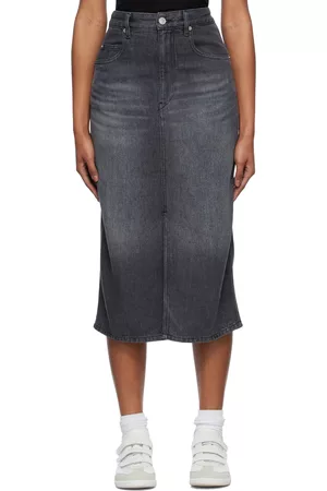 Isabel Marant Women Midi Skirts - Gray Tilauria Denim Midi Skirt