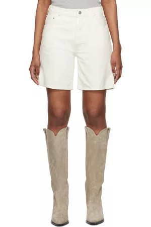 ANINE BING Women Shorts - White Vented Denim Shorts