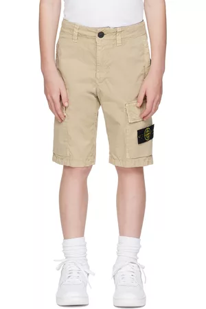 Stone Island Shorts - Kids Beige Garment-Dyed Shorts
