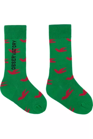 The Animals Observatory Socks - Kids Green 'Birds Green Worm' Socks