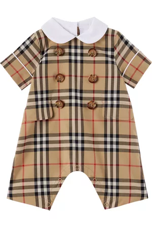 Burberry Girls Jumpsuits - Baby Beige Check Jumpsuit