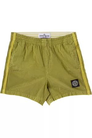 Stone Island Boys Swim Shorts - Kids Green Patch Swim Shorts