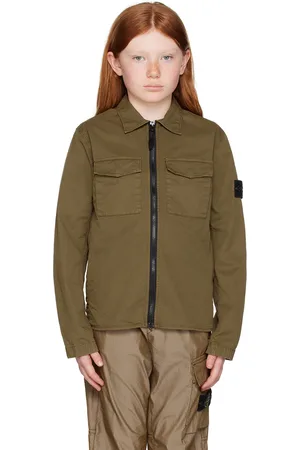 Stone Island Kids Khaki Zip Jacket