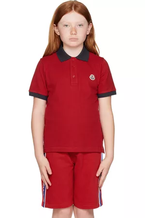 Moncler Polo Shirts - Kids Red Placket Polo