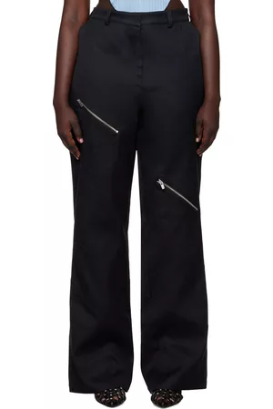 Sinéad O’Dwyer Women Pants - Black Spiral Zip Trousers