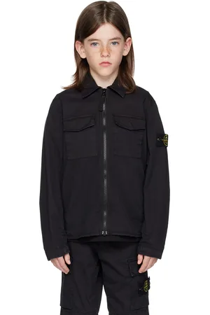 Stone Island Kids Black Garment-Dyed Shirt