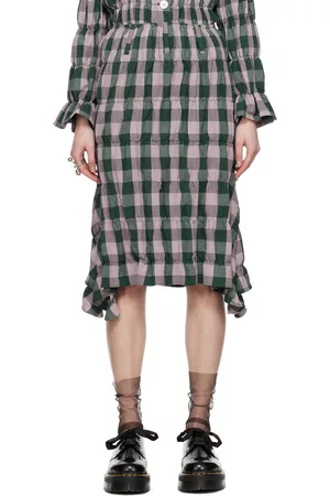 Charles Jeffrey Loverboy Women Midi Skirts - Green & Pink Shirred Midi Skirt