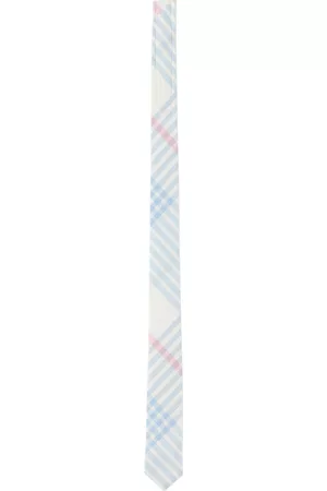 Thom Browne Boys Neckties - Kids White & Blue Check Tie