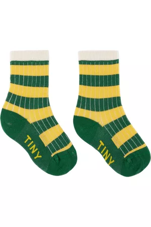 Tiny Cottons Socks - Kids Green & Yellow Big Stripes Socks