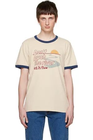 Nudie Jeans Men T-shirts - Off-White Ricky 'Push The River' T-Shirt