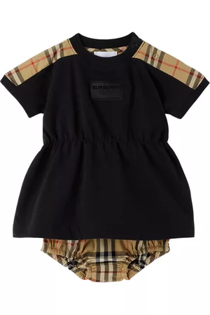 Burberry Girls Casual Dresses - Baby Black Check Dress & Bloomers Set