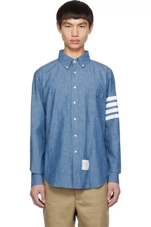 Thom Browne Men Shirts - Blue 4-Bar Shirt