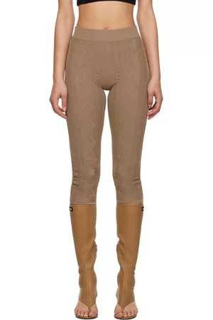 Marine Serre Women Leggings - Beige Jacquard Leggings