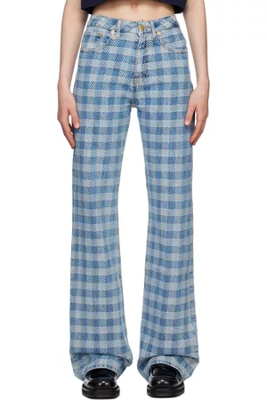 Ami Women Jeans - Blue Gingham Jeans