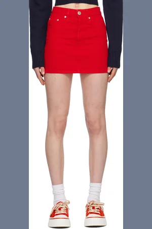 Ami Red Five-Pocket Denim Miniskirt