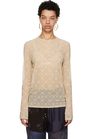 Marine Serre Beige Moonogram Long Sleeve T-Shirt