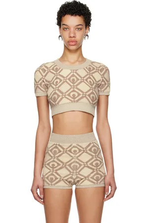 Marine Serre Beige Crop Sweater