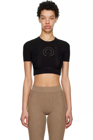 Marine Serre Women Jumpers - Black Cropped Sweater
