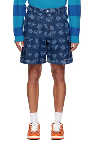 Billionaire Boys Club Blue Printed Denim Shorts