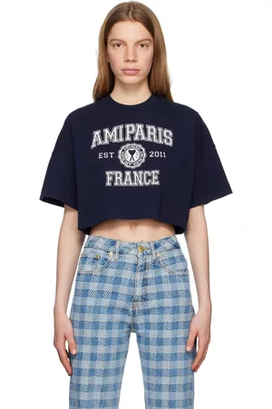 Ami Women T-shirts - Navy 'Ami Paris France' T-Shirt