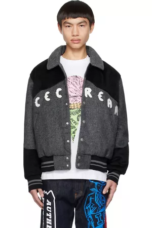ICECREAM Men Bomber Jackets - Gray Western Varsity Bomber