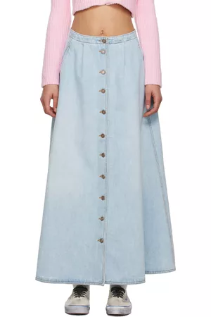 ERL Women Maxi Skirts - Blue Button Denim Maxi Skirt