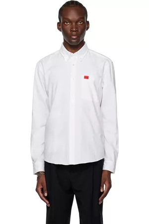 HUGO BOSS Men Shirts - White Embroidered Shirt
