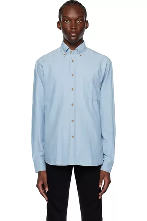 HUGO BOSS Men Shirts - Blue Contrast Stitch Shirt