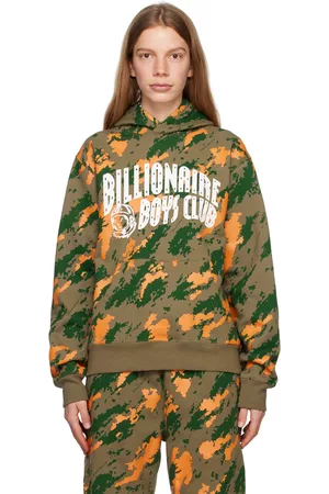 Billionaire Boys Club Women Hoodies - Khaki Camo Print Arch Logo Hoodie