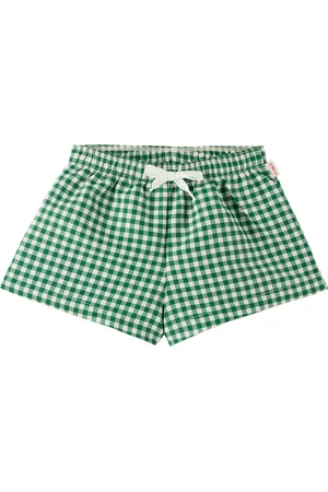 Tiny Cottons Boys Swim Shorts - Kids Green & Off-White Check Swim Shorts
